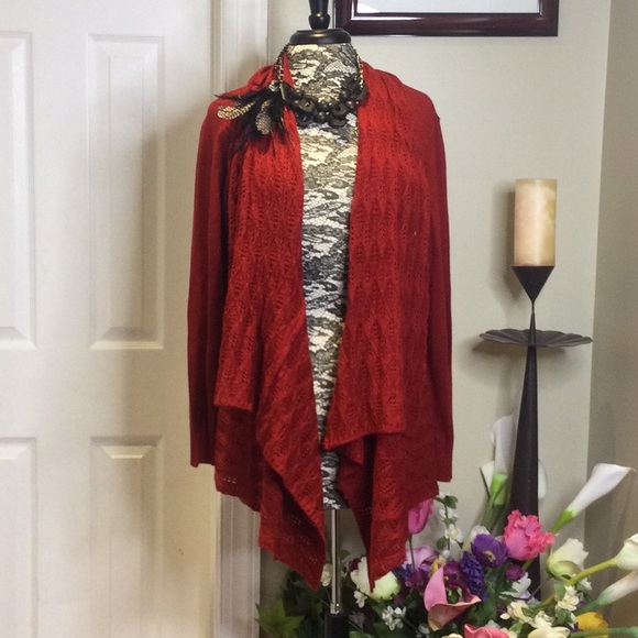 GUC Carolyn Taylor Red Open Cardigan, PXL - Picture 1 of 7